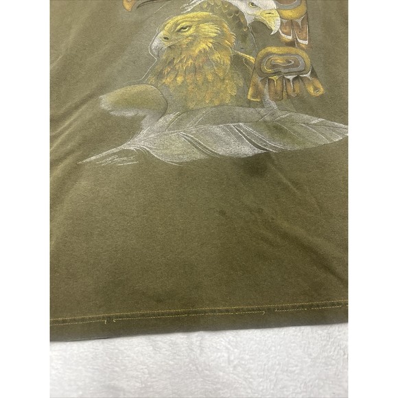 Vintage Polar Graphics Eagle Totem Nature T-Shirt Adult Size XL Distressed - Picture 4 of 8